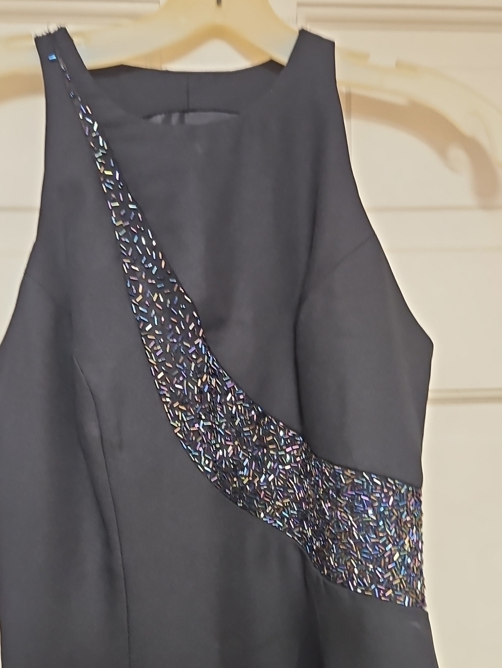 90s Black Beaded Halter Evening Prom Party Wedding Dress